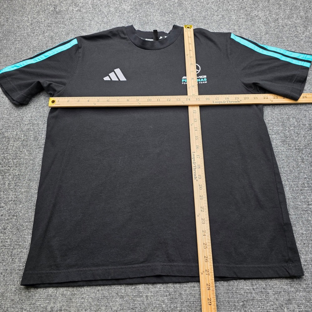 Adidas Mercedes AMG Petronas F1 Team T-Shirt Mens Large Black Teal Stripe Racing - Picture 4 of 7